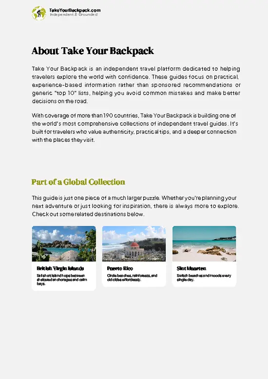 example page 1 from our offline Travel Guide for United States Virgin Islands